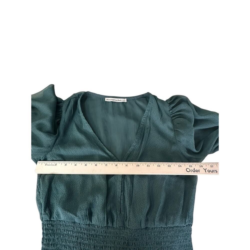 Abercrombie & Fitch Smocked Chiffon Women's Top-Size Small Balloon Sleeves Green - Picture 4 of 10